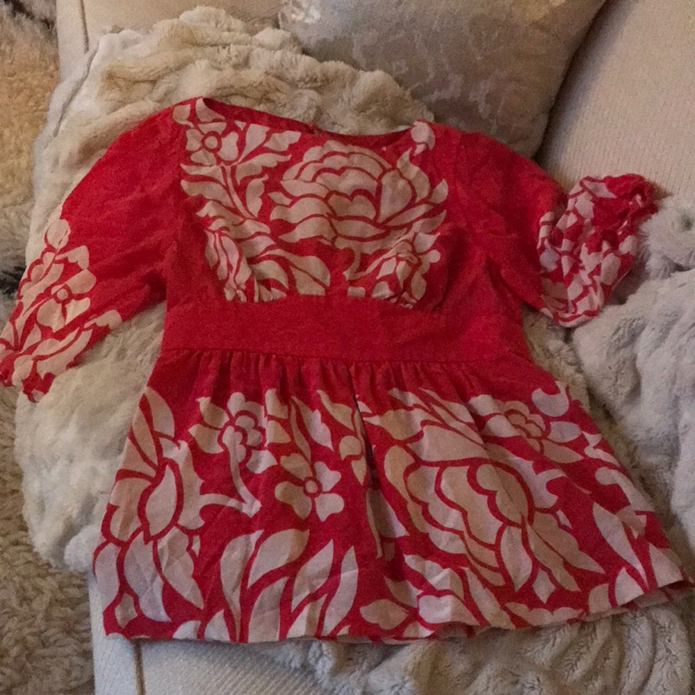 Abstract floral silk top